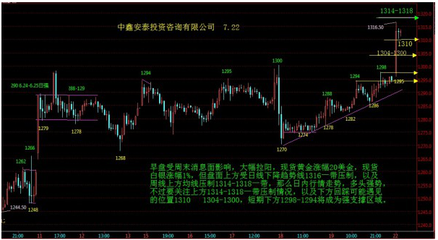 2013年7月22日現貨黃金操作建議與市場分析